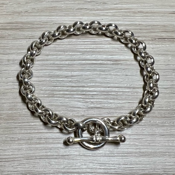 Designer Signed OTC Sterling Silver 6mm Rolo Chain Toggle Bracelet, 7.5”, 12g - Picture 2 of 4